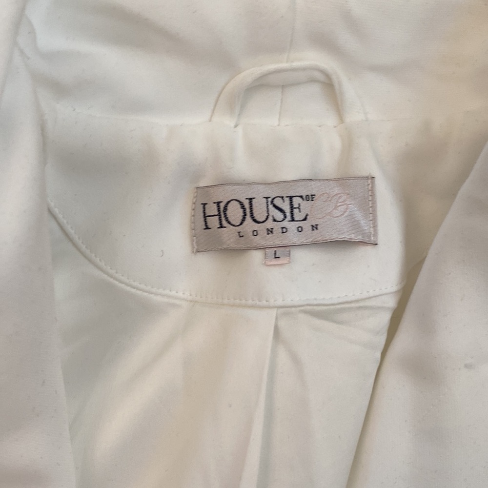 House of CB White Long Double-Breasted Trench Coat - Picture 4 of 5